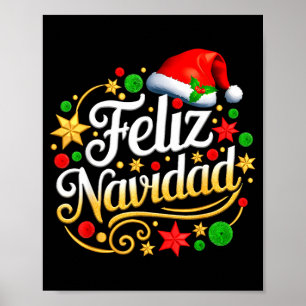 Fröhliche Weihnachten Spanisches Mexikanisches Wei Poster