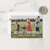 fröhliche Weihnachten Spaß chic Script Foto Urlaub Mitteilungskarte (Vorderseite/Rückseite Beispiel)