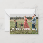 fröhliche Weihnachten Spaß chic Script Foto Urlaub Mitteilungskarte (Vorderseite)