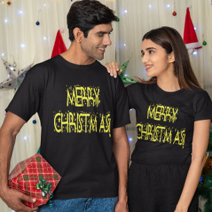 Fröhliche Weihnachten Sterne Nacht Schrift T-Shirt