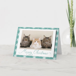 Fröhliche Weihnachten Süße Katze Feiertag Schneefl Karte