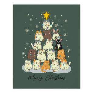 Fröhliche Weihnachten — Süßer Katzenbaum Poster