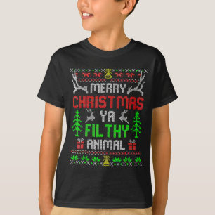 Fröhliche Weihnachten Tier Verdreckte Ya Xmas Fami T-Shirt