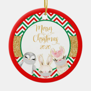 Fröhliche Weihnachten Tiere Gesichtsmasken 2020 La Keramik Ornament