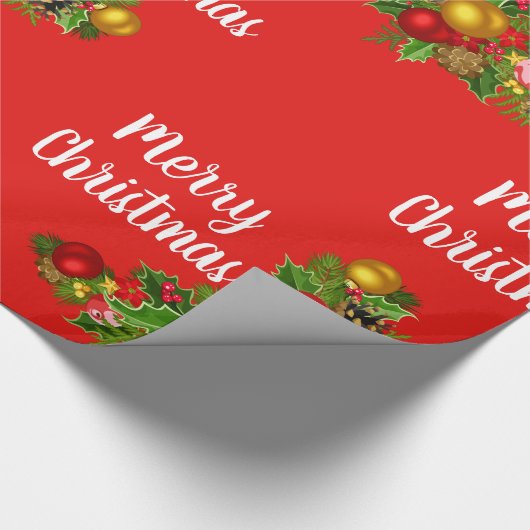 Fröhliche Weihnachten und farbenfrohe Dekorationen Geschenkpapier (Ecke)