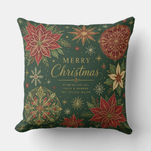 Fröhliche Weihnachten Verzierte Poinsettie-Mandala Kissen