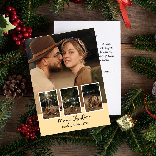Fröhliche Weihnachten Vier-Foto-Urlaubskarte