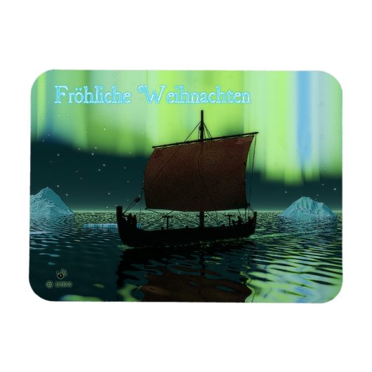 Frohliche weihnachten - Viking Ship Magnet (Horizontal)
