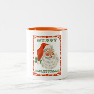 Fröhliche Weihnachten Vintage Retro Weihnachtsmann Zweifarbige Tasse