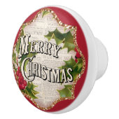 Fröhliche Weihnachten Vintage Weihnachtsdekoration Keramikknauf (Rechts)