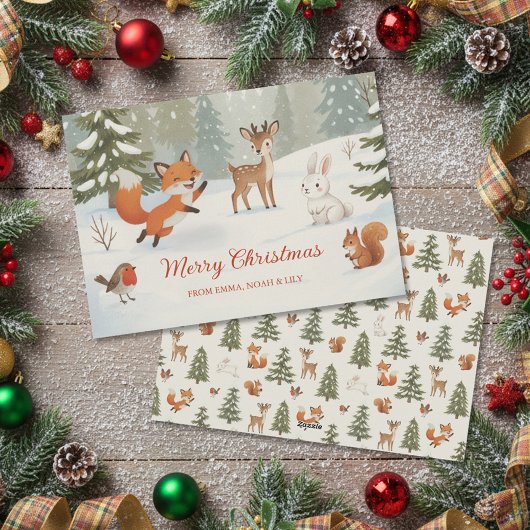 Fröhliche Weihnachten Waldtiere im Winterwald
