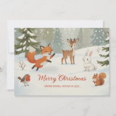 Fröhliche Weihnachten Waldtiere im Winterwald (Vorderseite)