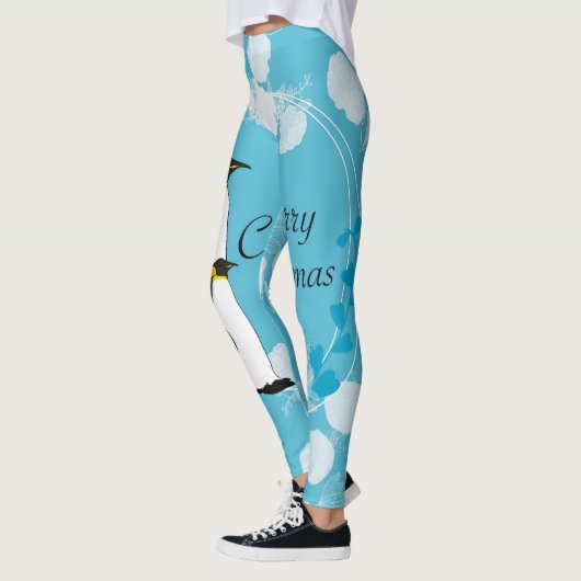 fröhliche Weihnachten, Weihnachten, Pinguin, Blume Leggings (Links)