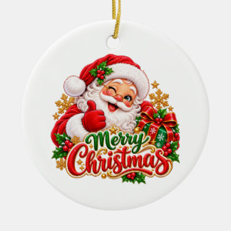 Fröhliche Weihnachten Weihnachtsmann Runde Keramik Ornament