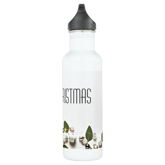 Fröhliche Weihnachten Weiße Glocken Modernes Desig Edelstahlflasche (Rechts)