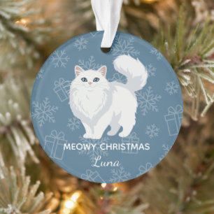 "Fröhliche Weihnachten" Weiße Katzenmutter Persona Ornament