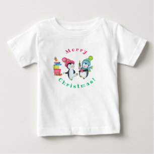 Fröhliche Weihnachten Whimsical Pinguine bringen G Baby T-shirt