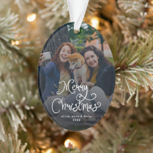 Fröhliche Weihnachten Whimsical Schrift Familienfo Ornament