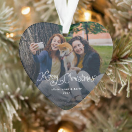 Fröhliche Weihnachten Whimsical Schrift Familienfo Ornament