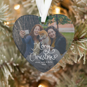 Fröhliche Weihnachten Whimsical Schrift Familienfo Ornament