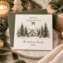 Fröhliche Weihnachten Winter Cottage Olivgrün Fami