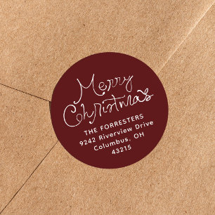 Fröhliche Weihnachten wunderliche maroone Rücksend Runder Aufkleber