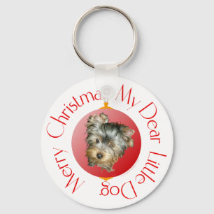 Fröhliche Weihnachten Yorkshire Terrier Schlüsselanhänger
