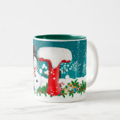 Fröhliche Weihnachts-Anfangsbuchstaben Monogram-Ta Zweifarbige Tasse (VorderseiteRechts)