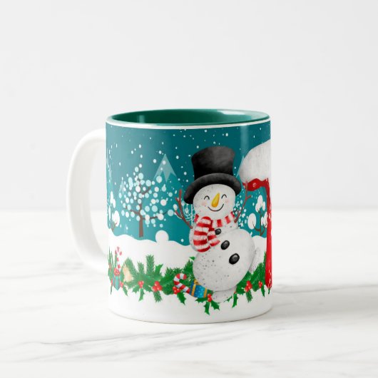 Fröhliche Weihnachts-Anfangsbuchstaben Monogram-Ta Zweifarbige Tasse (Vorderseite Links)