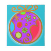 Fröhliche Weihnachts Bauble Lila Red Notizblock (Vorderseite)