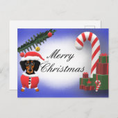 Fröhliche Weihnachts-Blank-Dackel Hundeszene Postkarte (Vorne/Hinten)