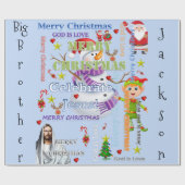 Fröhliche Weihnachts-Brüder Wrapping Papier Jesus Geschenkpapier (Flach)