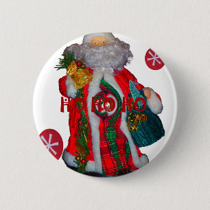 Fröhliche Weihnachts-Farben Weihnachtsmann Kunst,  Button