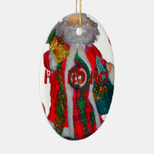 Fröhliche Weihnachts-Farben Weihnachtsmann Kunst,  Keramikornament (Rechts)
