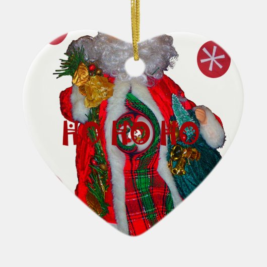 Fröhliche Weihnachts-Farben Weihnachtsmann Kunst, Keramikornament (Vorne)