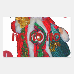 Fröhliche Weihnachts-Farben Weihnachtsmann Kunst, Rechteckiger Aufkleber