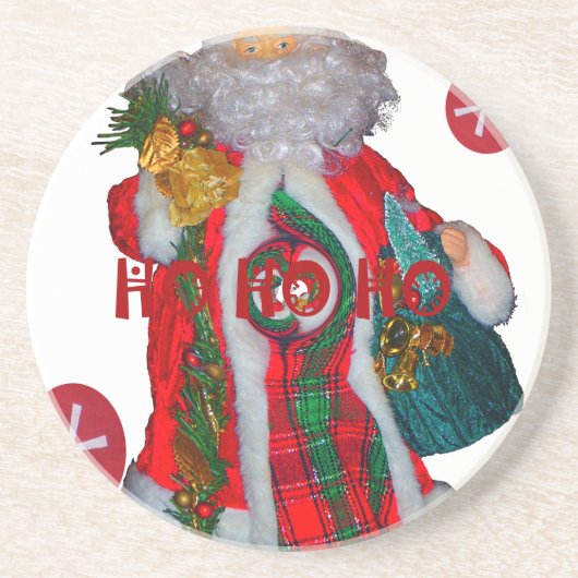 Fröhliche Weihnachts-Farben Weihnachtsmann Kunst, Untersetzer (Vorne)