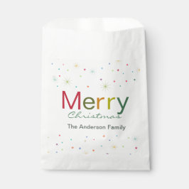 Fröhliche Weihnachts farbenfrohe Textfamilie Geschenktütchen