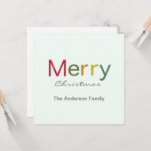 Fröhliche Weihnachts farbenfrohe Textfamilie Karte (Vorderseite/Rückseite Beispiel)