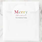 Fröhliche Weihnachts farbenfrohe Textfamilie Runder Aufkleber (Tasche)