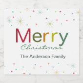 Fröhliche Weihnachts farbenfrohe Textfamilie Schaumweinetikett (Einzelnes Label)