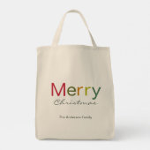 Fröhliche Weihnachts farbenfrohe Textfamilie Tragetasche (Rückseite)