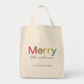 Fröhliche Weihnachts farbenfrohe Textfamilie Tragetasche (Vorne)