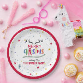 Fröhliche Weihnachts-farbige Rentierklänger und St Pappteller (Party)