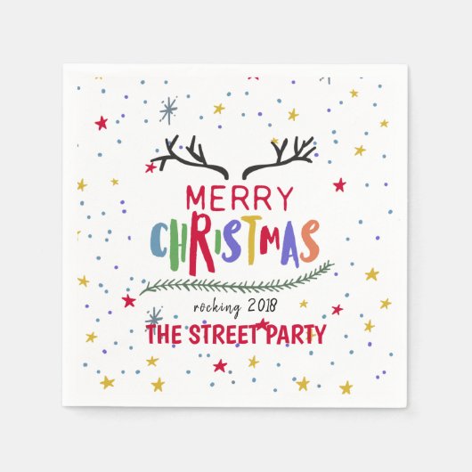 Fröhliche Weihnachts-farbige Rentierklänger und St Serviette (Vorderseite)