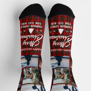 Fröhliche Weihnachts-Fotocollage mit benutzerdefin Socken