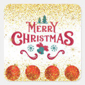 Fröhliche Weihnachts-Glitterparty Quadratischer Aufkleber (Vorderseite)