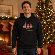 Fröhliche Weihnachts-Gnome Herren-Schwarz-Pullover