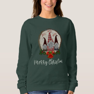 Fröhliche Weihnachts-Gnome Rustikal, Kariert, Tren Sweatshirt