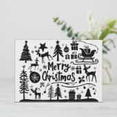 Fröhliche Weihnachts-Grafikkarte Feiertagskarte (Stehend Vorderseite)